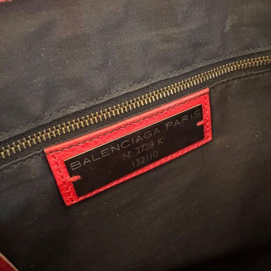 Balenciaga The Work 珊瑚紅 小羊皮 流蘇 大型 機車包 132110-8