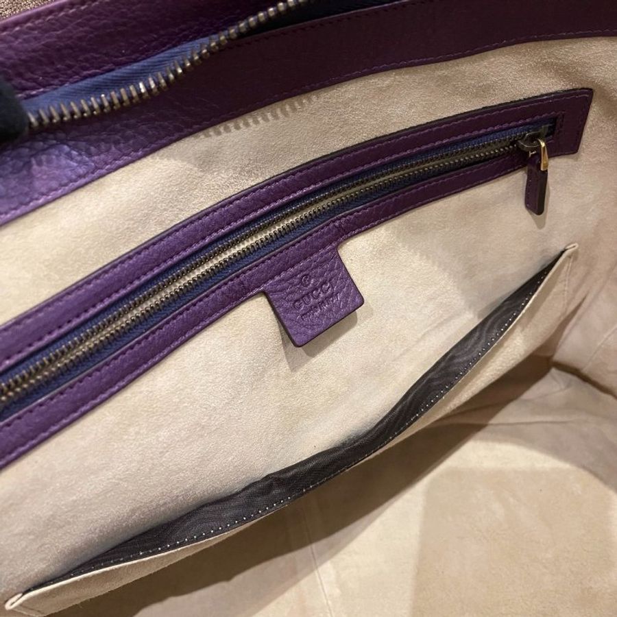 GUCCI 1973系列 大型 金屬紫 荔枝皮 明星款 手提包 251813-9