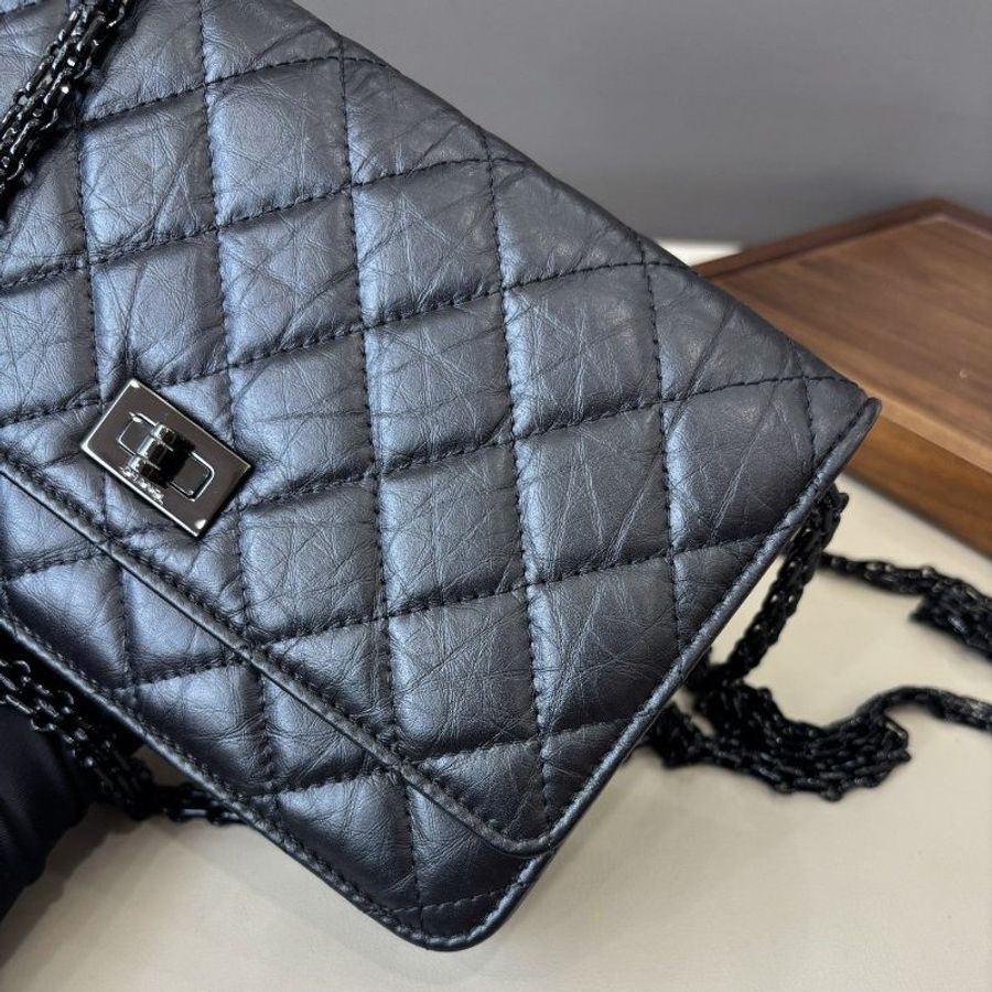 近新品 香奈兒/Chanel 2.55WOC So black全黑鏈條包 芯片款-5
