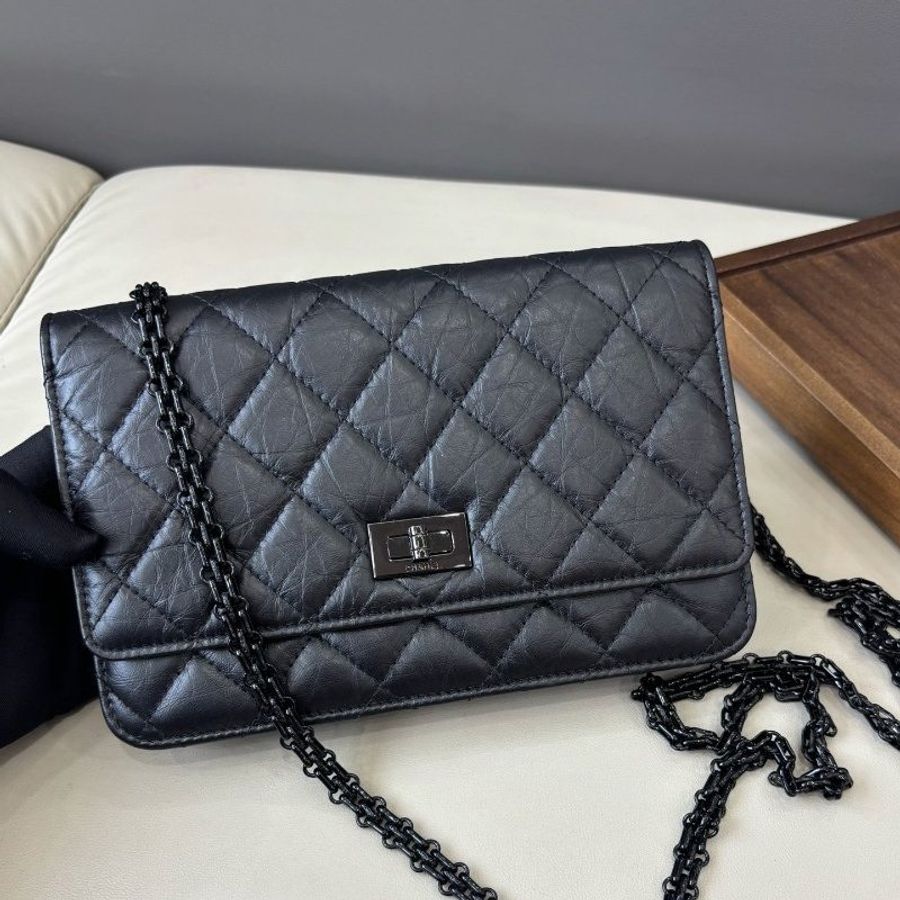近新品 香奈兒/Chanel 2.55WOC So black全黑鏈條包 芯片款-6