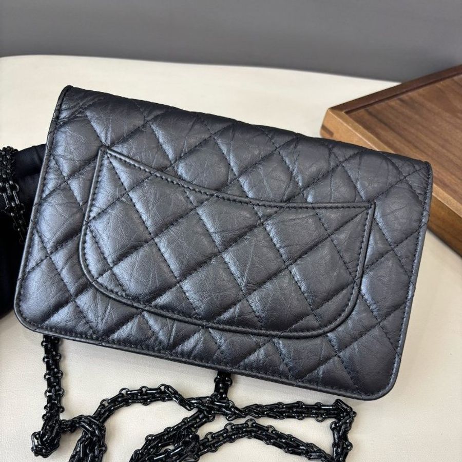 近新品 香奈兒/Chanel 2.55WOC So black全黑鏈條包 芯片款-7