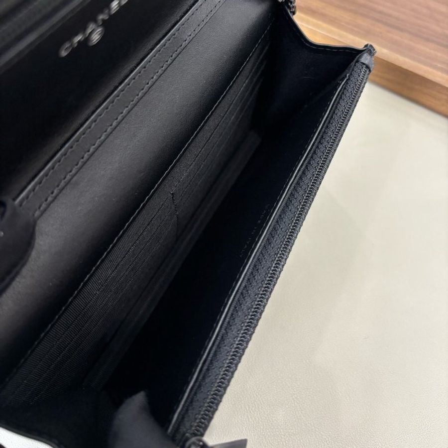 近新品 香奈兒/Chanel 2.55WOC So black全黑鏈條包 芯片款-9