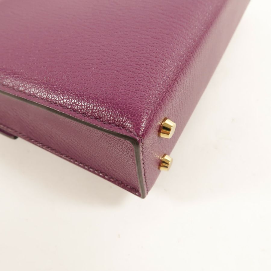 HERMES Chevre皮革Verrou Mini鏈帶肩背袋Anemone-12