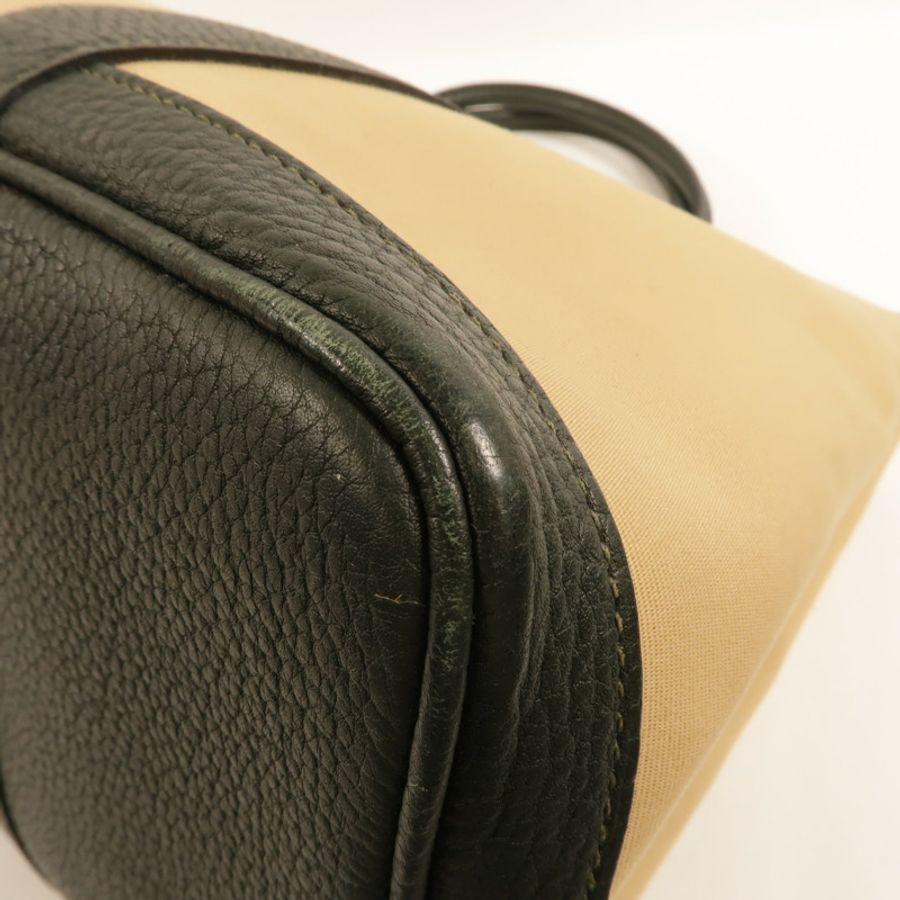 HERMES Toile/Negonda皮革Garden Party PM手挽袋Trench/Vert Fonce-8