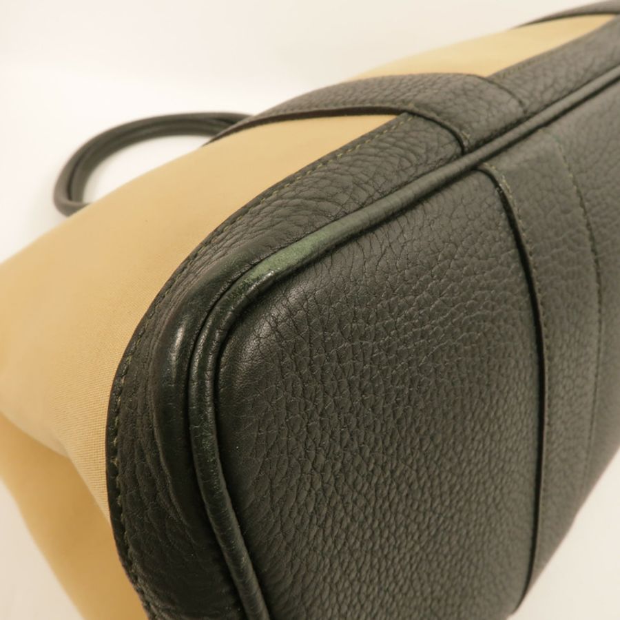 HERMES Toile/Negonda皮革Garden Party PM手挽袋Trench/Vert Fonce-9