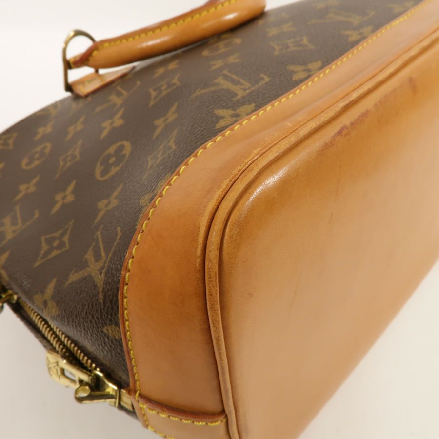 LOUIS VUITTON Monogram Alma金扣手挽袋棕色-12