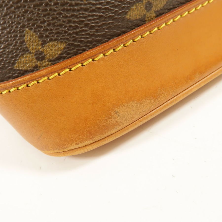 LOUIS VUITTON Monogram Alma金扣手挽袋棕色-16