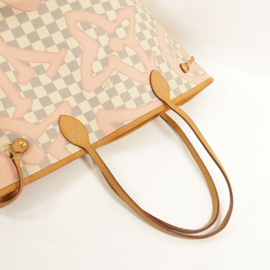 LOUIS VUITTON Damier Azur Tahitienne Neverfull MM金扣肩背袋-5