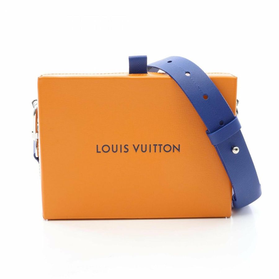 路易威登 LOUIS VUITTON 購物手拿包 藏紅花色 單肩包 手提包 皮革 女士 橙色/藍色 M13984-0