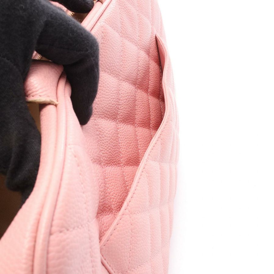 香奈兒 (CHANEL) 絎縫 COCO 標誌保齡球手提包,小牛皮,粉紅色,金色五金,二手,女士-5