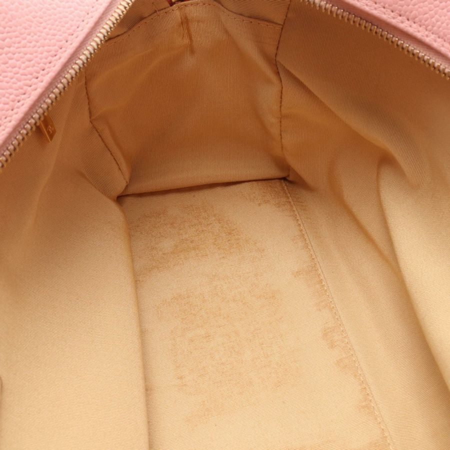 香奈兒 (CHANEL) 絎縫 COCO 標誌保齡球手提包,小牛皮,粉紅色,金色五金,二手,女士-6