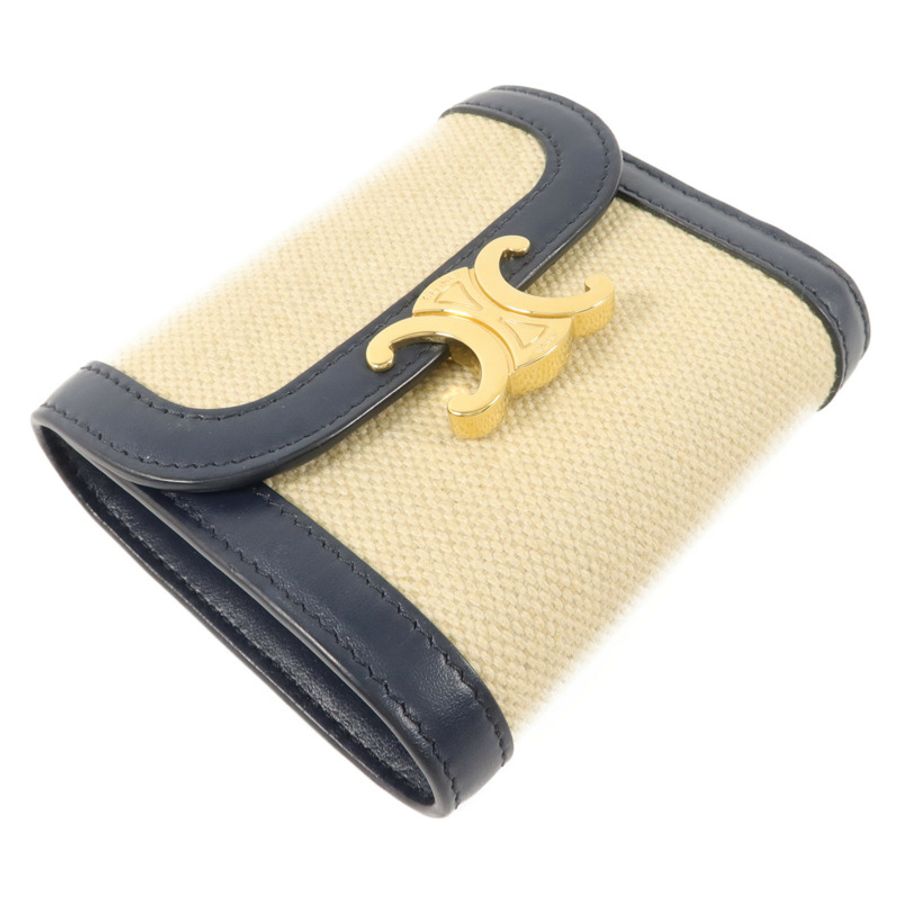 CELINE 牛皮皮革/帆布Triomphe Wallet錢包-2