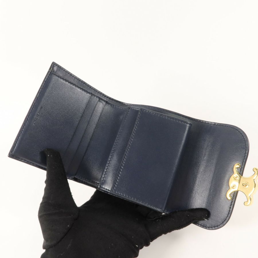 CELINE 牛皮皮革/帆布Triomphe Wallet錢包-4