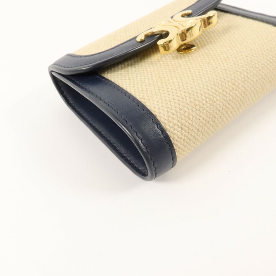 CELINE 牛皮皮革/帆布Triomphe Wallet錢包-13
