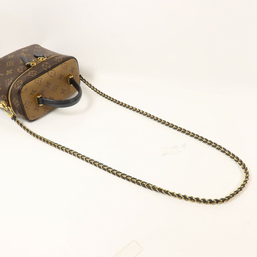 LOUIS VUITTON Monogram Reverse Vanity PM鏈帶手挽肩背兩用袋棕色-6