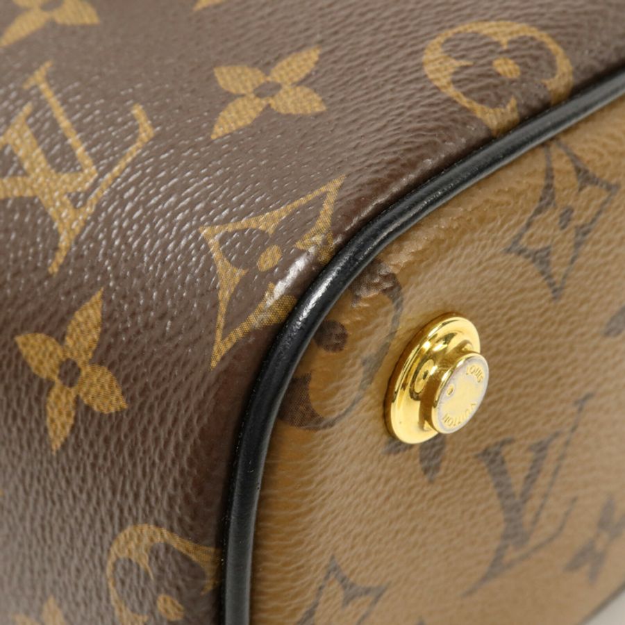 LOUIS VUITTON Monogram Reverse Vanity PM鏈帶手挽肩背兩用袋棕色-9