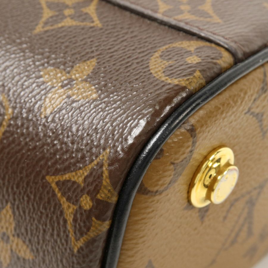 LOUIS VUITTON Monogram Reverse Vanity PM鏈帶手挽肩背兩用袋棕色-11