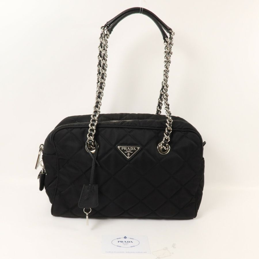 PRADA 尼龍Quilted Tessuto鏈帶肩背袋-9
