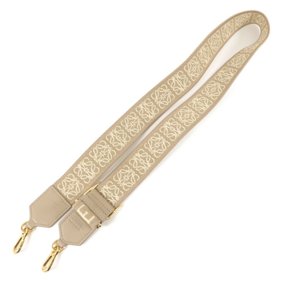 LOEWE 牛皮皮革/帆布Anagram Shoulder Strap肩帶-1