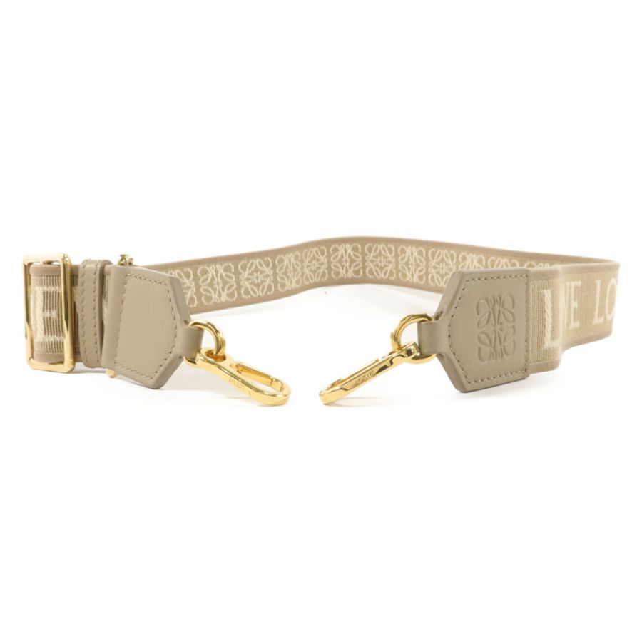LOEWE 牛皮皮革/帆布Anagram Shoulder Strap肩帶-3
