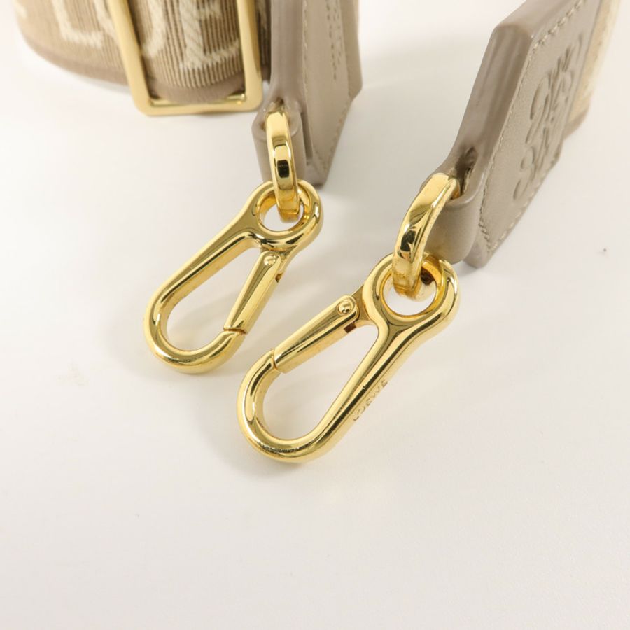 LOEWE 牛皮皮革/帆布Anagram Shoulder Strap肩帶-4