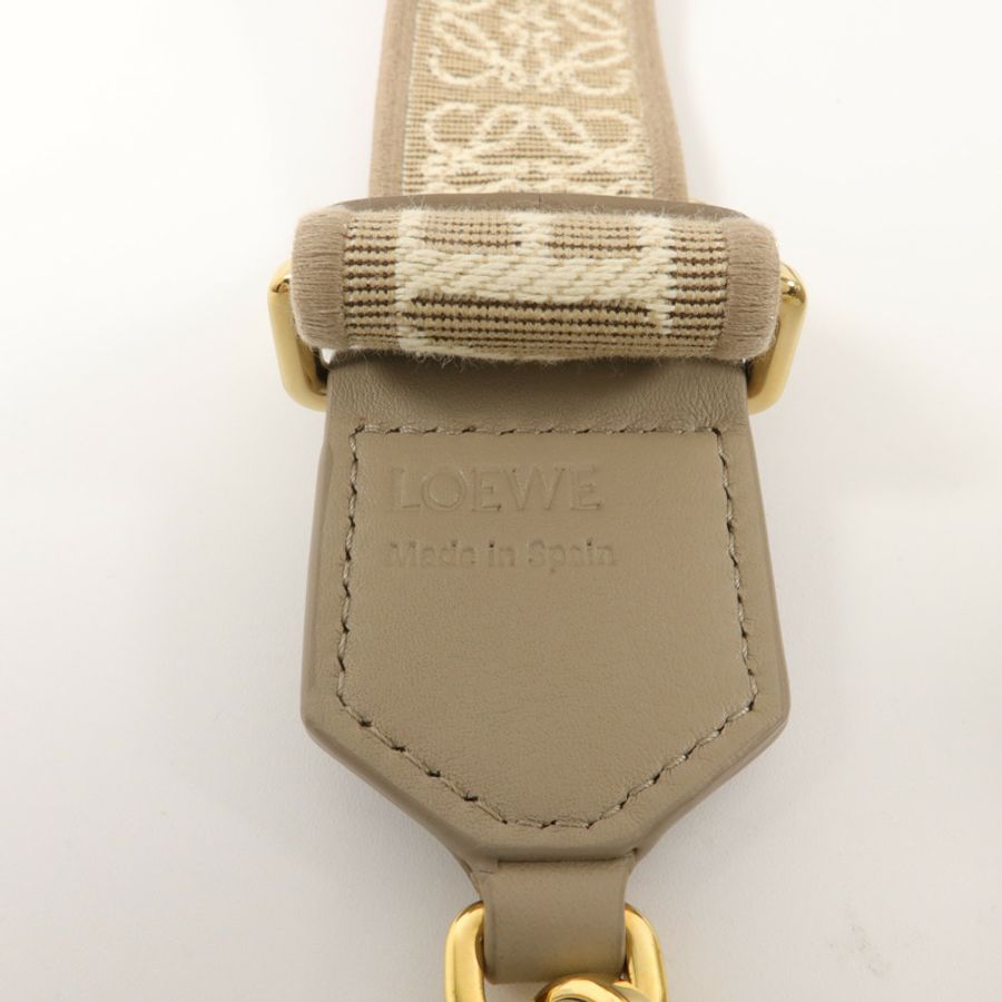 LOEWE 牛皮皮革/帆布Anagram Shoulder Strap肩帶-5