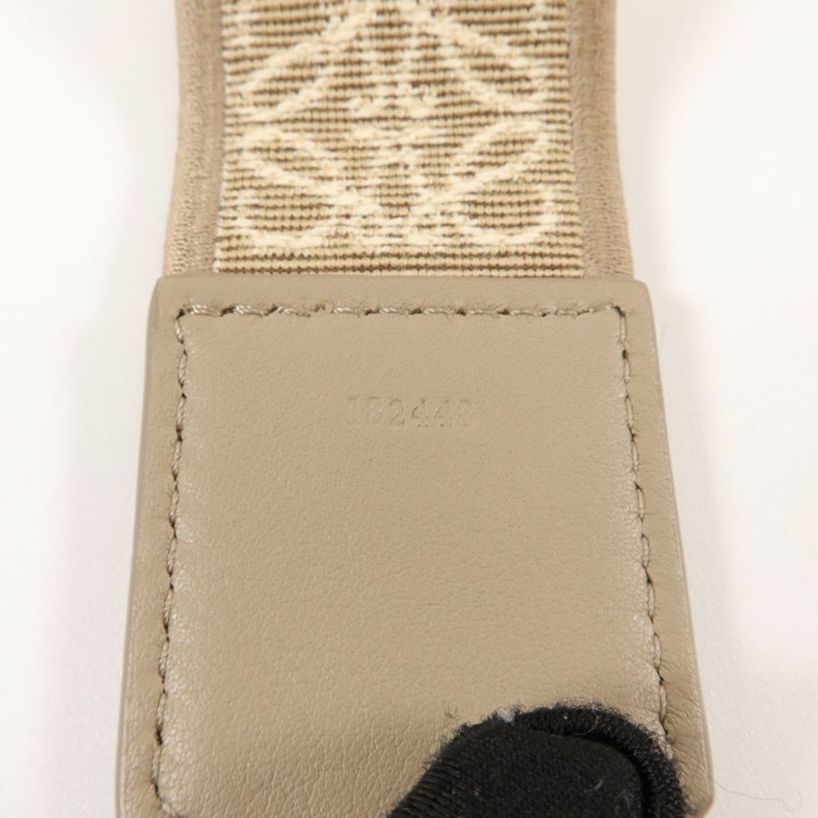 LOEWE 牛皮皮革/帆布Anagram Shoulder Strap肩帶-6