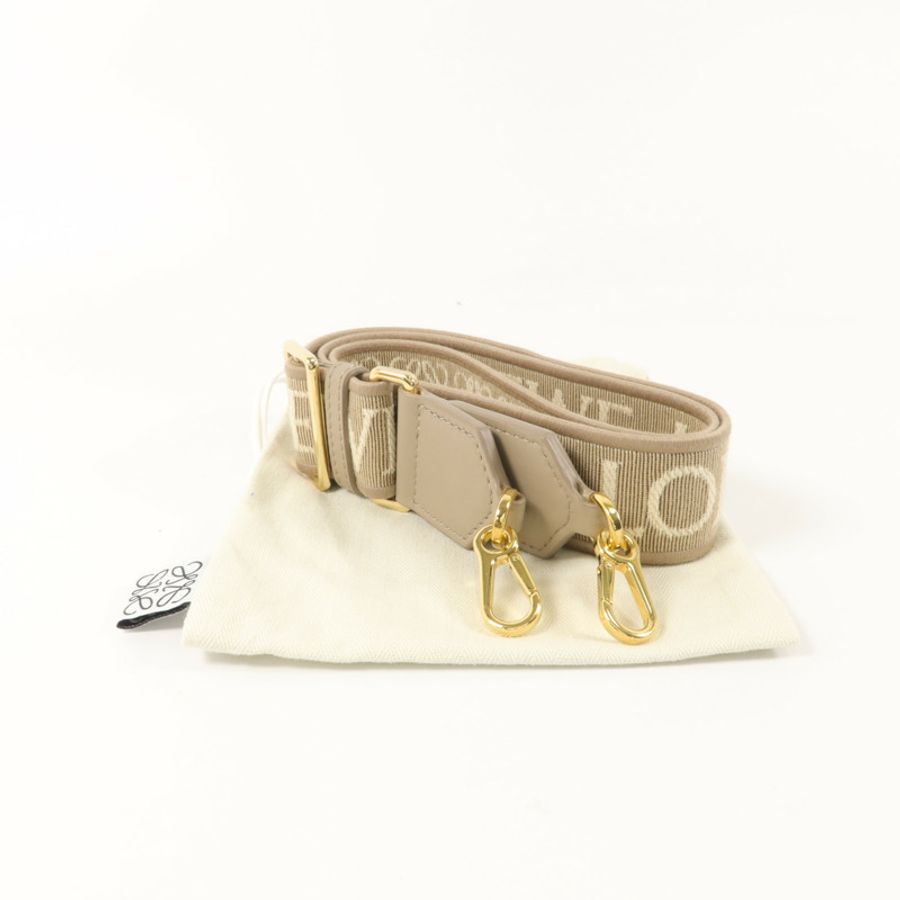 LOEWE 牛皮皮革/帆布Anagram Shoulder Strap肩帶-7
