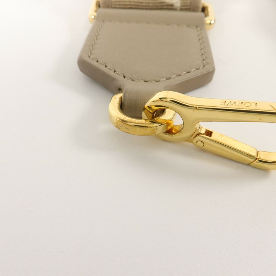 LOEWE 牛皮皮革/帆布Anagram Shoulder Strap肩帶-9