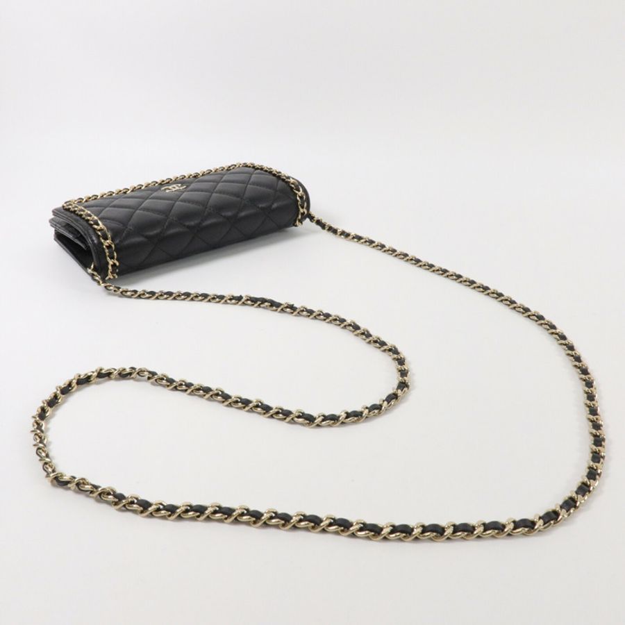 CHANEL 羊皮皮革WOC Wallet On Chain鏈帶肩背袋-9