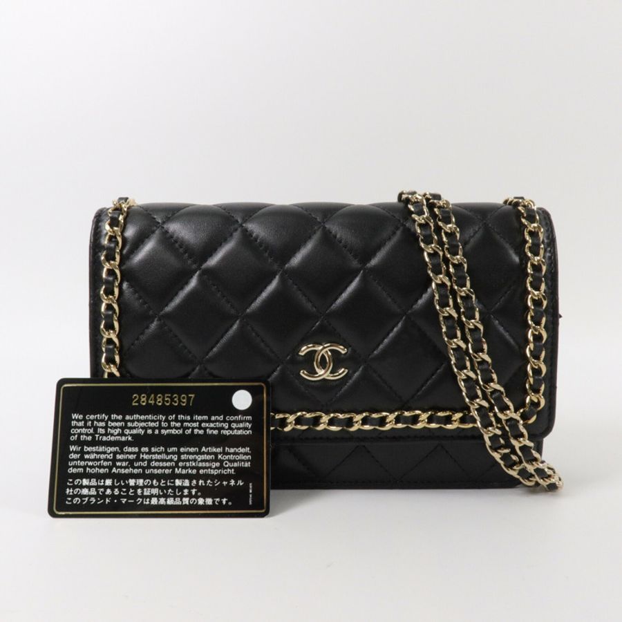 CHANEL 羊皮皮革WOC Wallet On Chain鏈帶肩背袋-10