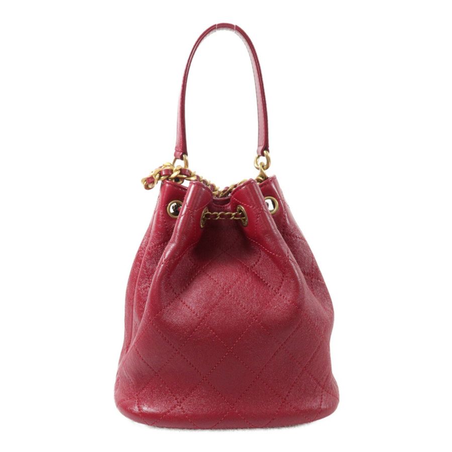 CHANEL 牛皮皮革Bucket Bag鏈帶手挽肩背兩用袋-1