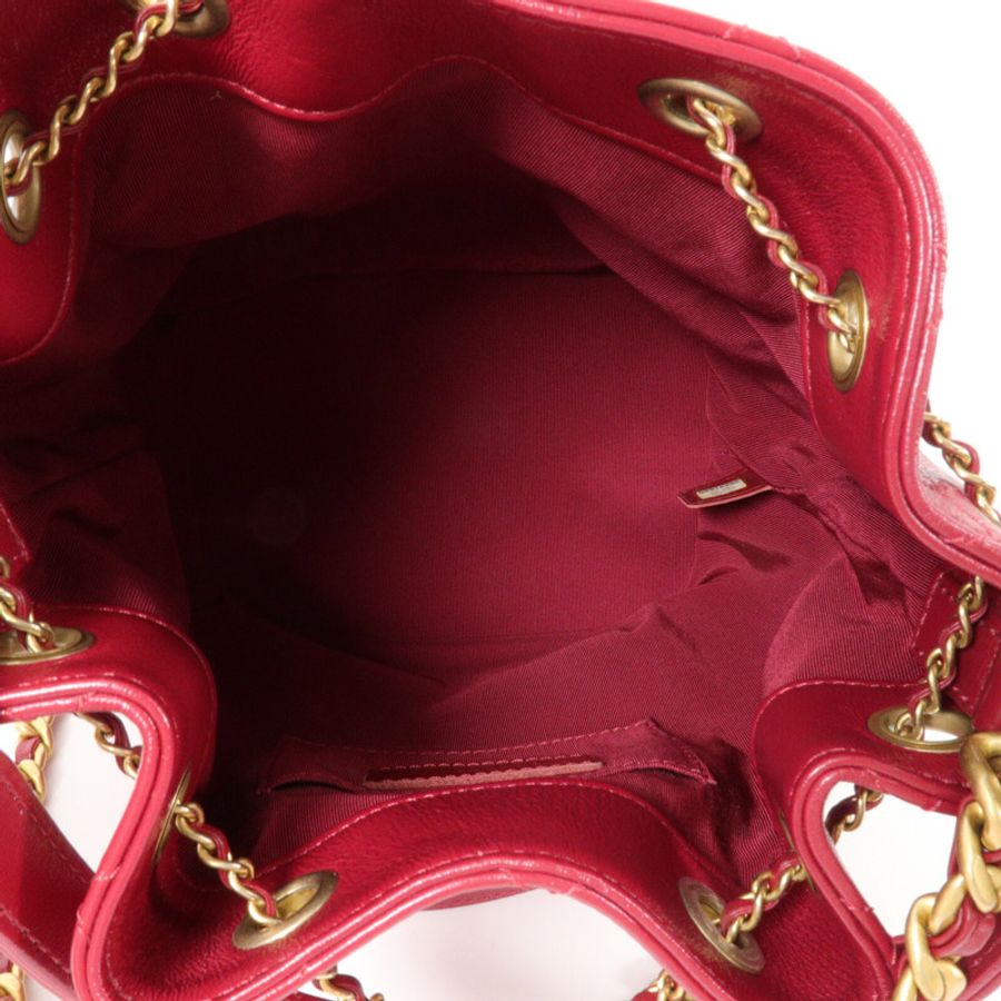 CHANEL 牛皮皮革Bucket Bag鏈帶手挽肩背兩用袋-4