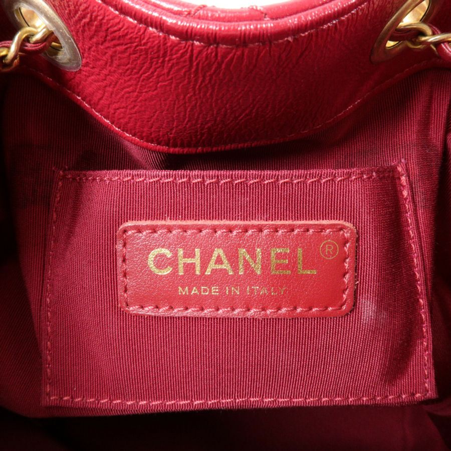CHANEL 牛皮皮革Bucket Bag鏈帶手挽肩背兩用袋-5