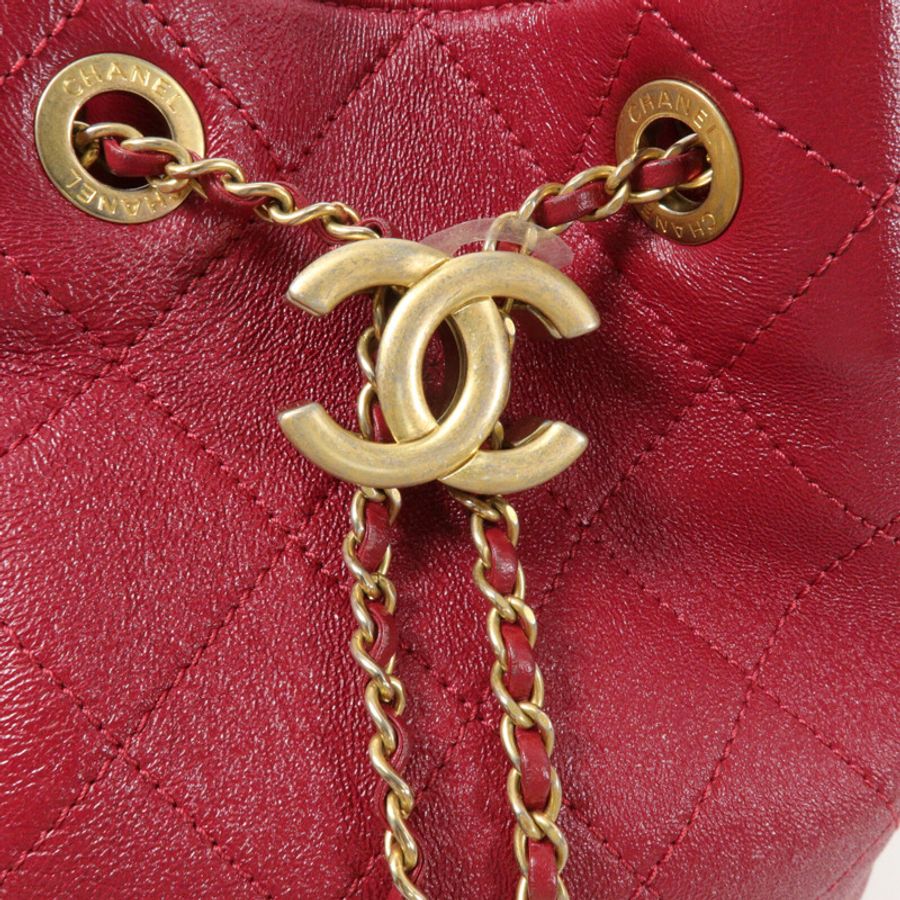 CHANEL 牛皮皮革Bucket Bag鏈帶手挽肩背兩用袋-6