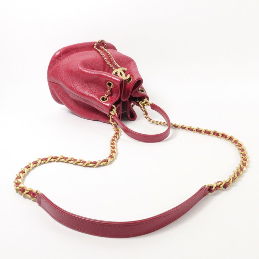CHANEL 牛皮皮革Bucket Bag鏈帶手挽肩背兩用袋-9