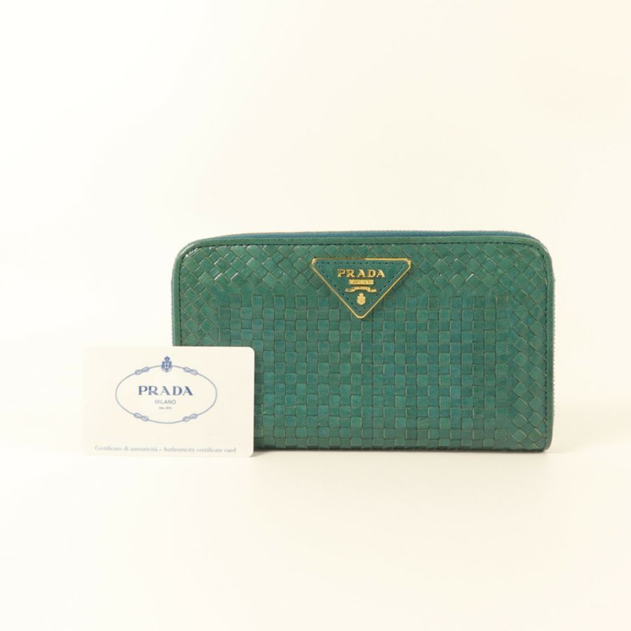 PRADA 牛皮皮革Zipper Long Wallet長錢包-9