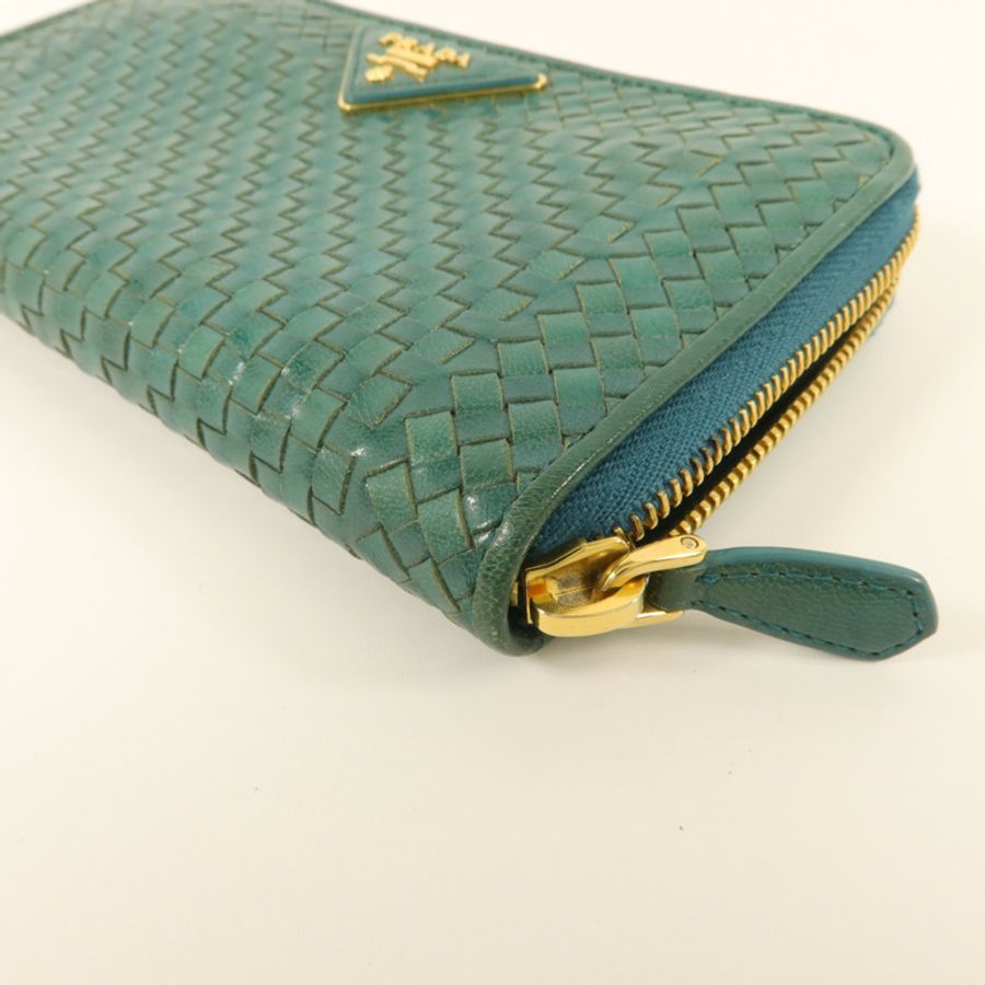 PRADA 牛皮皮革Zipper Long Wallet長錢包-12