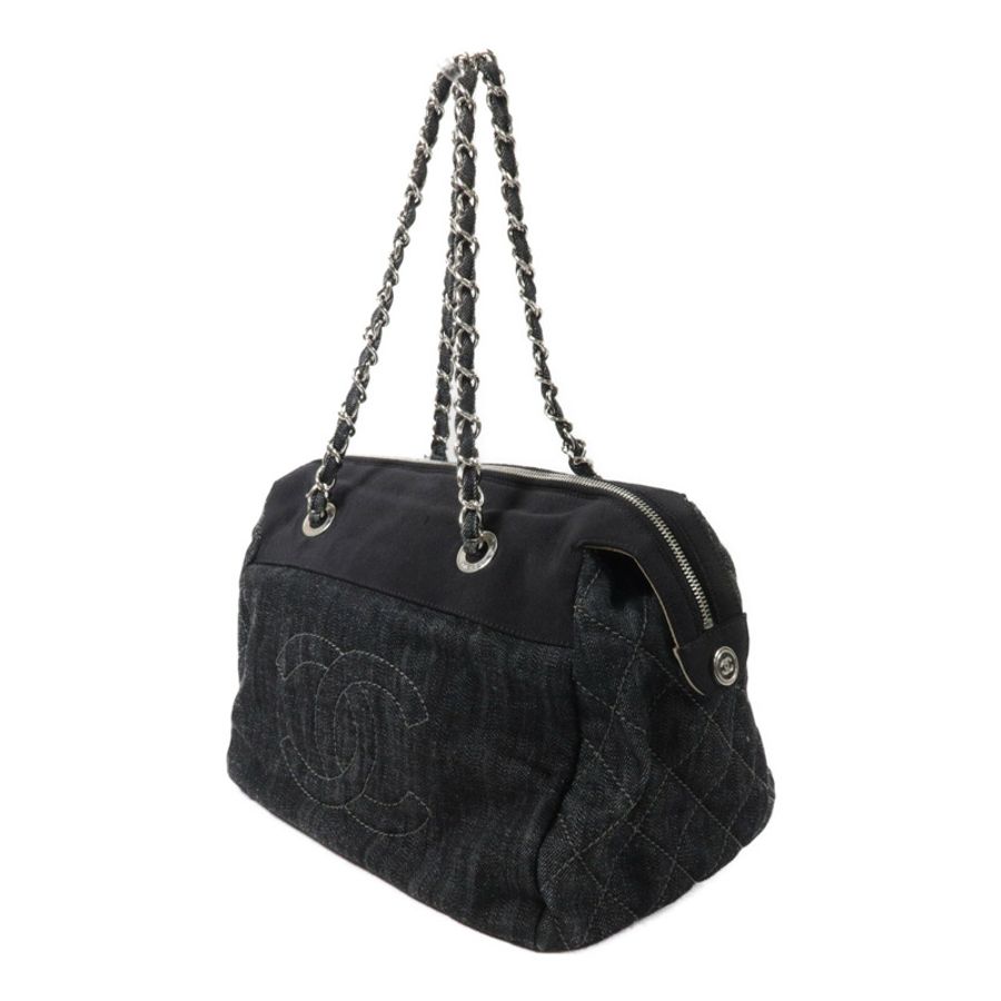 CHANEL 帆布/牛仔布Chain Shoulder鏈帶肩背袋-2
