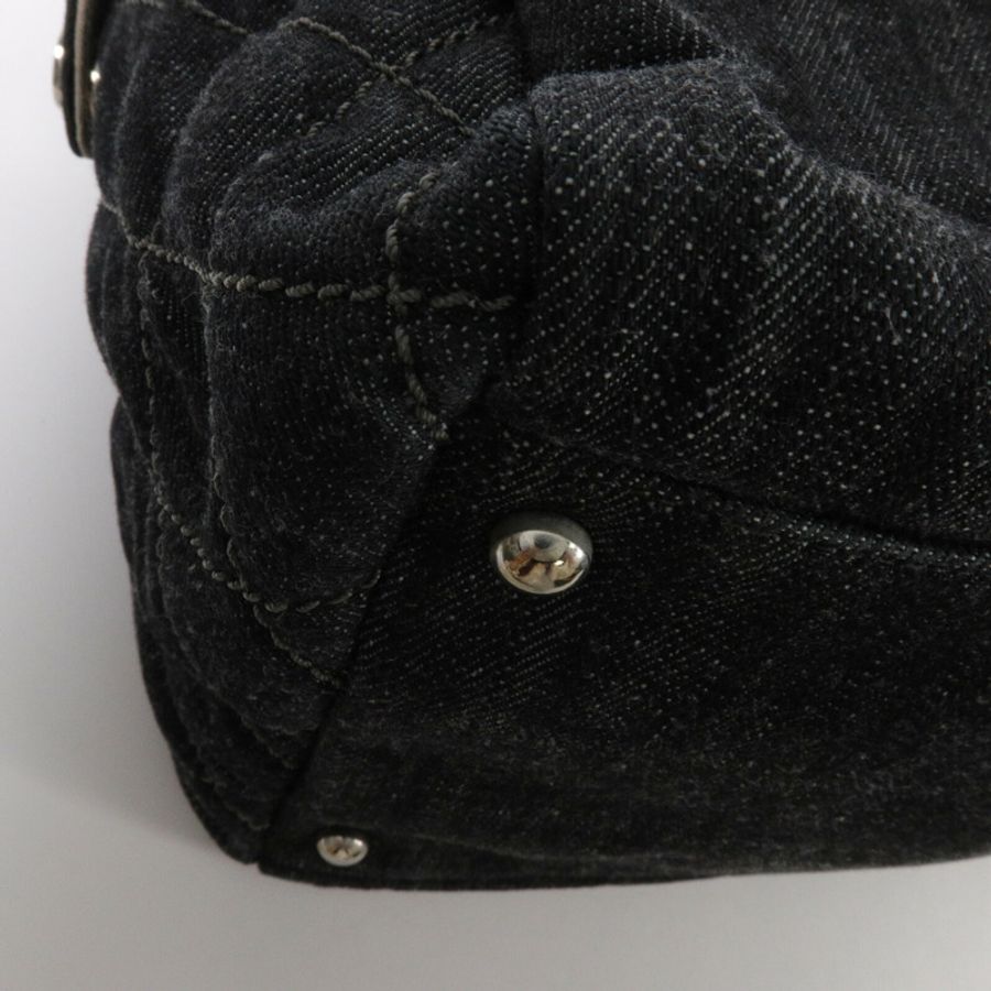 CHANEL 帆布/牛仔布Chain Shoulder鏈帶肩背袋-10