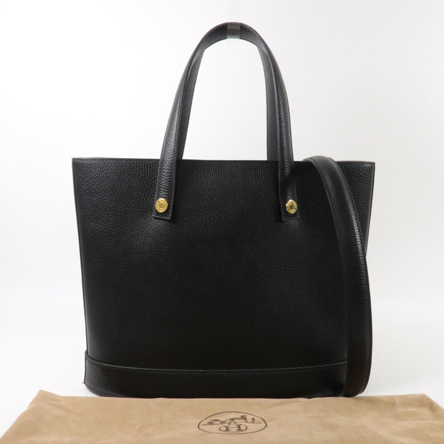 HERMES Fjord皮革Sorbonne Tote手挽袋Noir-9