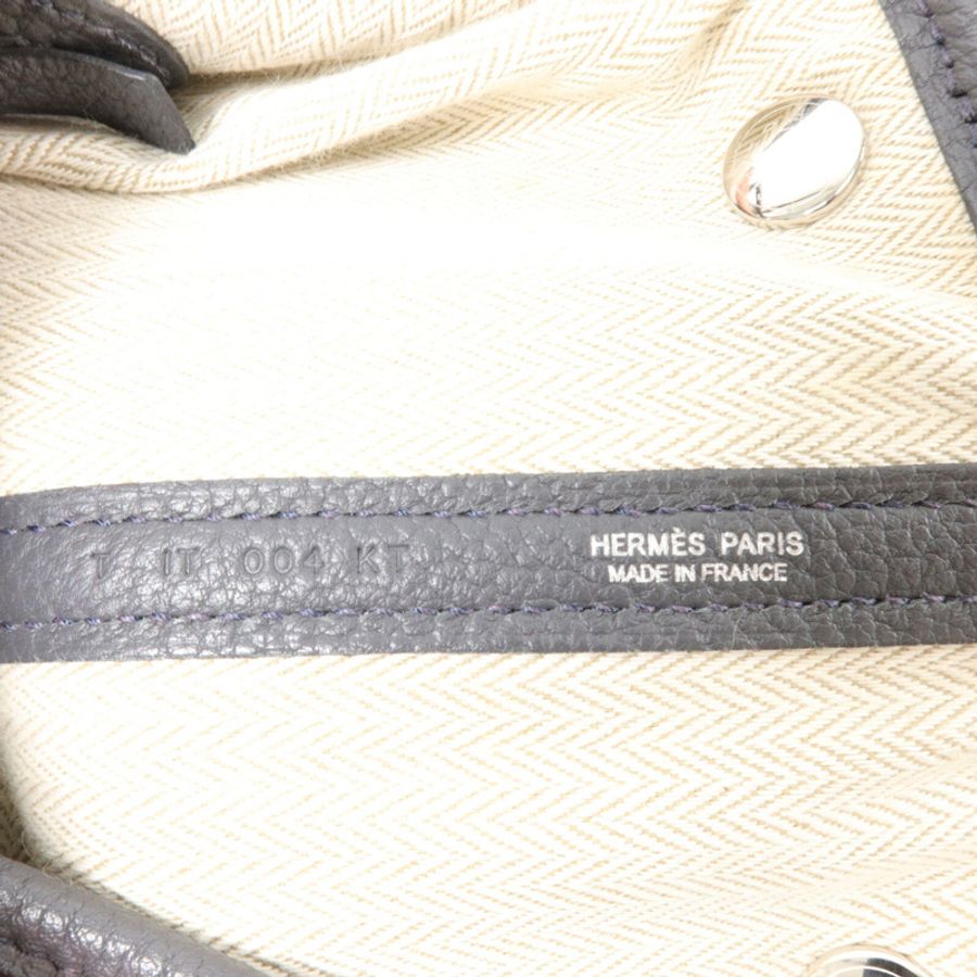 HERMES Negonda皮革Garden Party PM手挽袋Graphite-5