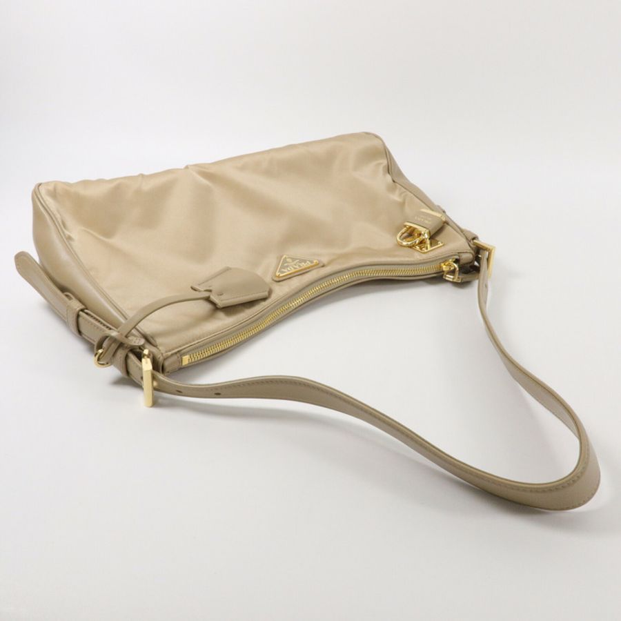 PRADA Re-Nylon/皮革Aimee Padlock Large肩背袋-10