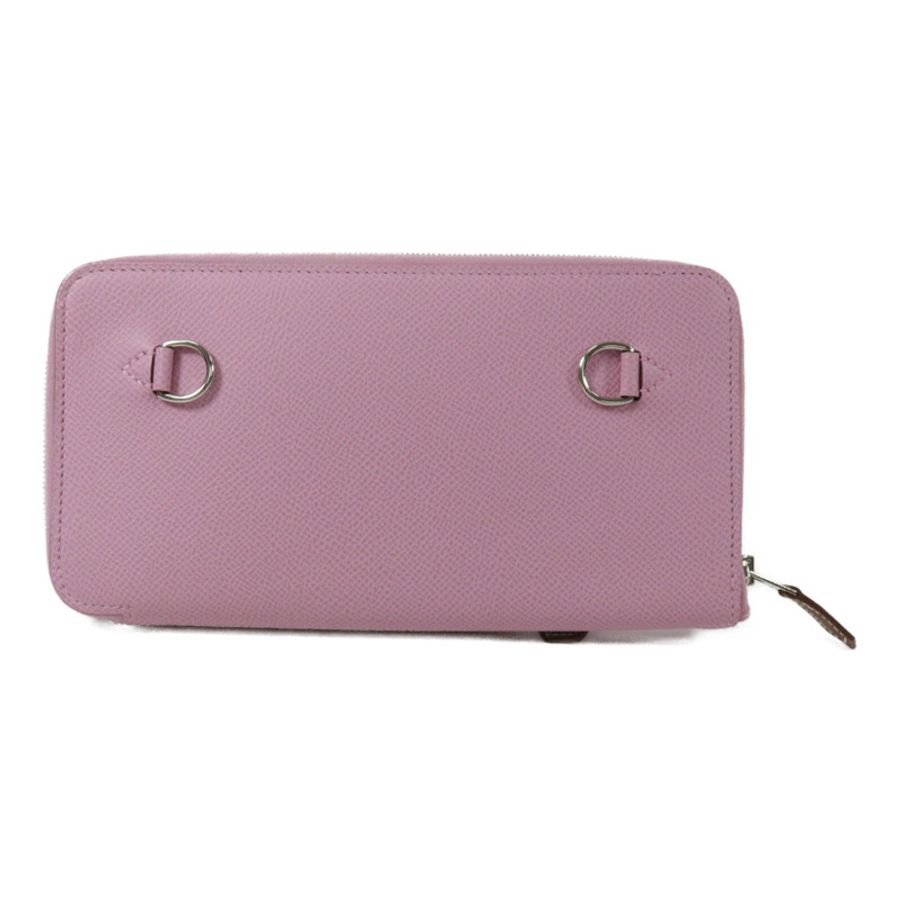 HERMES Swift皮革/Epsom皮革Nouveau To Go肩背袋Mauve Sylvestre/Lime-1