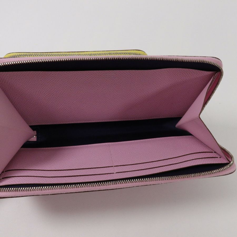HERMES Swift皮革/Epsom皮革Nouveau To Go肩背袋Mauve Sylvestre/Lime-4