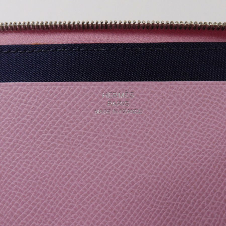 HERMES Swift皮革/Epsom皮革Nouveau To Go肩背袋Mauve Sylvestre/Lime-5