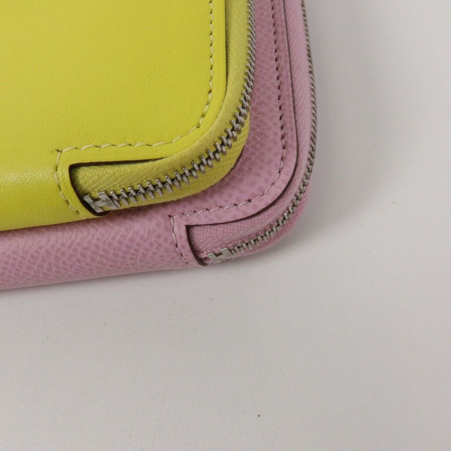 HERMES Swift皮革/Epsom皮革Nouveau To Go肩背袋Mauve Sylvestre/Lime-10