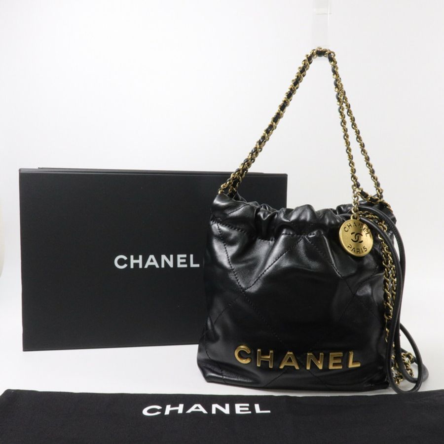 CHANEL 牛皮皮革Chanel 22 Mini鏈帶手挽肩背兩用袋-9