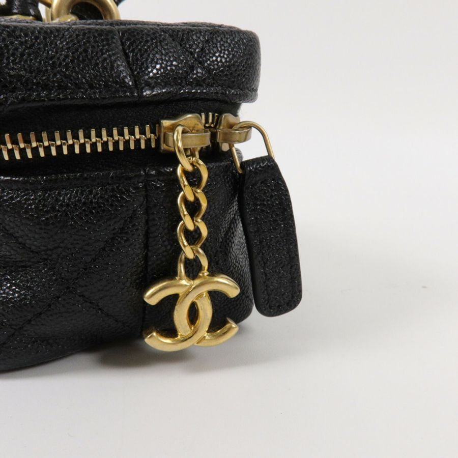 CHANEL 牛皮皮革Mini Vanity Case鏈帶手挽肩背兩用袋-7