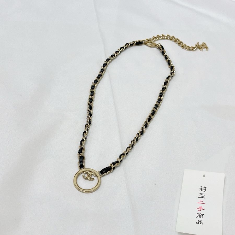 莉亞精品♡Chanel 皮穿鏈圓環項鍊 二手-2